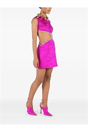 Abito corto increspato in seta fucsia ROBERTO CAVALLI | UWT101SE04502520